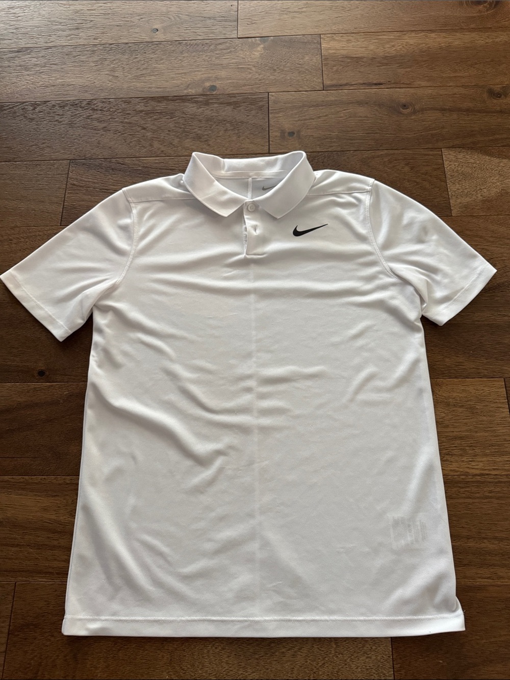 Nike Boys White Golf Polo with Black Swoosh